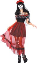 LUCIDA - Dia de los Muertos outfit met rode sluier voor vrouwen - S