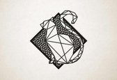 Line Art - Kat 4 met achtergrond - S - 47x45cm - Zwart - geometrische wanddecoratie