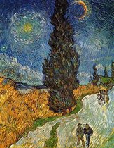 Vincent Van Gogh - Landstrasse mit Zypresse und Stern Kunstdruk 70x90cm