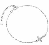 Joy|S - Zilveren armband kruisje - zirkonia - gehodineerd
