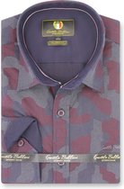 Heren Overhemd - Slim Fit - Art Of Camouflage - Paars - Maat XL