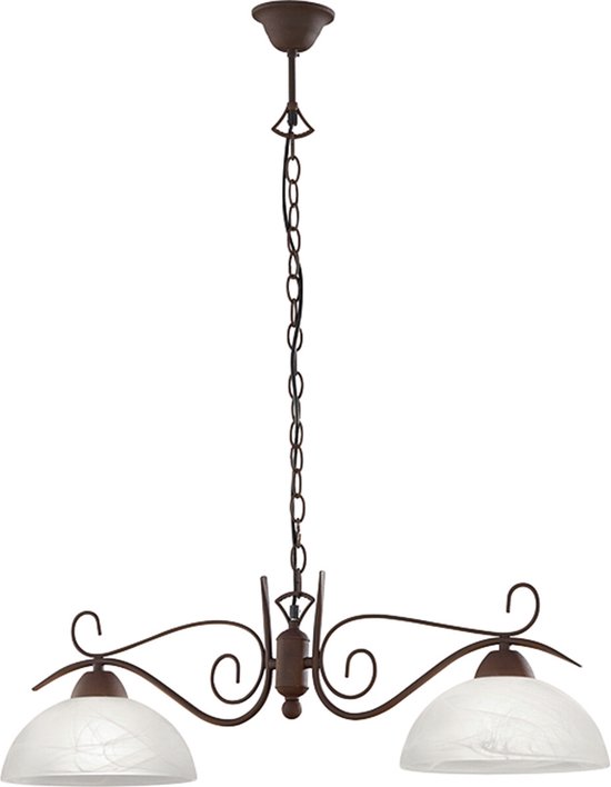 LED Hanglamp - Hangverlichting - Trion Kantra - E27 Fitting - 2-lichts - Rond - Roestkleur - Aluminium