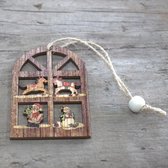 Set van 2 houten kerstversieringen - Joy Window