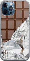 iPhone 12 Pro hoesje siliconen - Chocoladereep - Soft Case Telefoonhoesje - Print / Illustratie - Transparant, Bruin