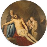 Dibond Wandcirkel - Oude meesters - De bewening van Christus, Pieter Fransz. de Grebber - 70x70cm Foto op Aluminium Wandcirkel (met ophangsysteem)