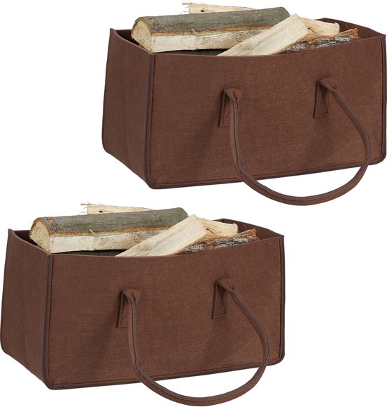 Panier En Osier Et Feutre Pour Bûches – Rangement Cheminée, Transport Pratique, Pliable Et Design Pour Intérieur Hivernal