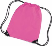 10x stuks fuchsia roze nylon sport/zwembad gymtas/ gymtasje met rijgkoord 45 x 34 cm - Kinder tasjes