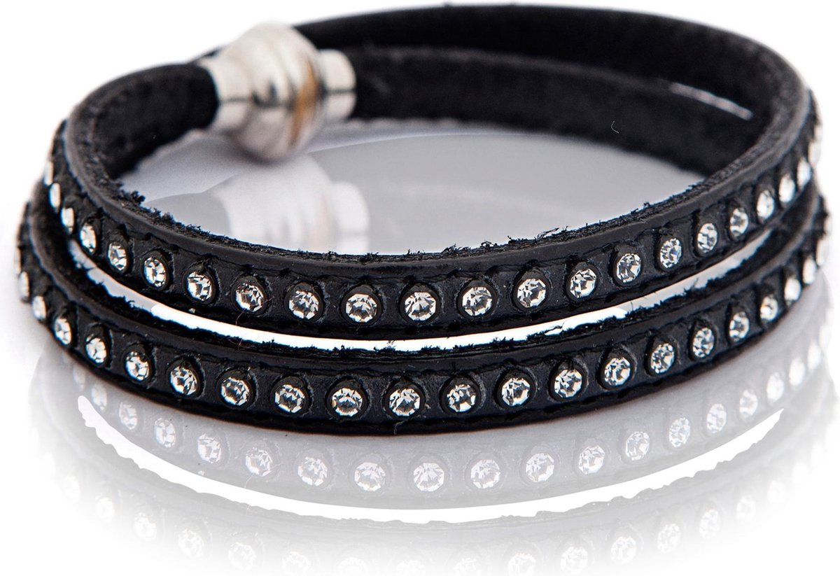 SIF JAKOBS AREZZO black bracelet w/zirkonia 38cm SJ-BR1726-BL-CZ-38