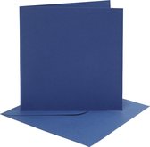 Kaarten en enveloppen, afmeting kaart 15,2x15,2 cm,  220 gr, blauw, 4sets, afmeting envelop 16x16 cm