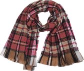 Dielay - Sjaal met Schotse Ruit - 170x65 cm - Rood