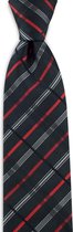 We Love Ties - Stropdas Groovy Stripe - geweven zuiver zijde - zwart / rood / grijs