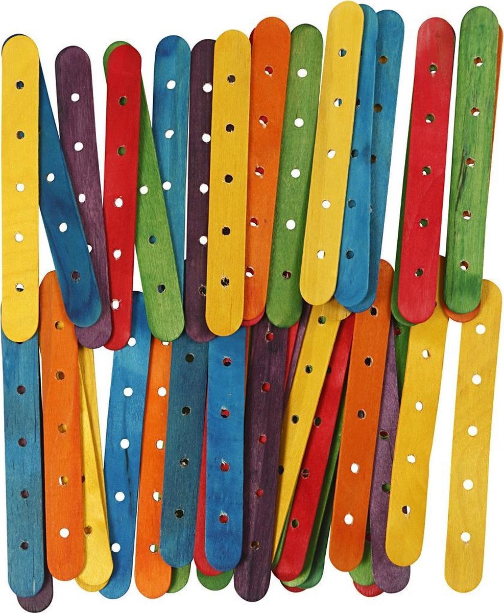 Constructiehoutjes, l: 15 cm, b: 1,8 cm, 500 div, kleuren assorti