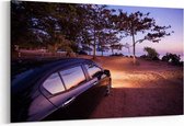 Schilderij - Car with sunset — 100x70 cm