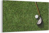Schilderij - Bovenaanzicht van golfclub en bal — 90x60 cm