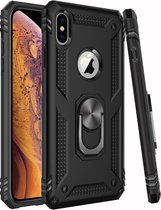 Anti-Shock Hybrid Ring Armor Hoesje - Geschikt voor: iPhone XS Max  - zwart