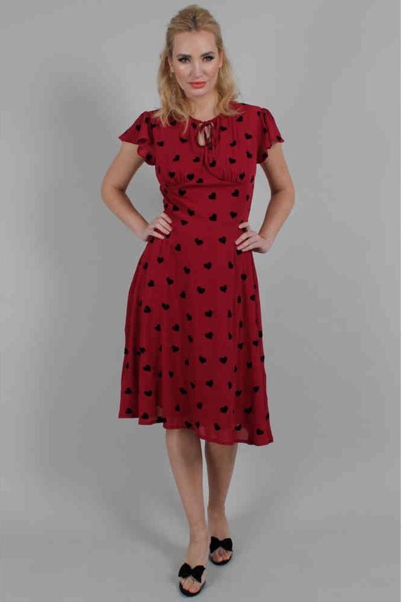 Voodoo Vixen - Peppa Chiffon Korte jurk - L - Bordeaux rood