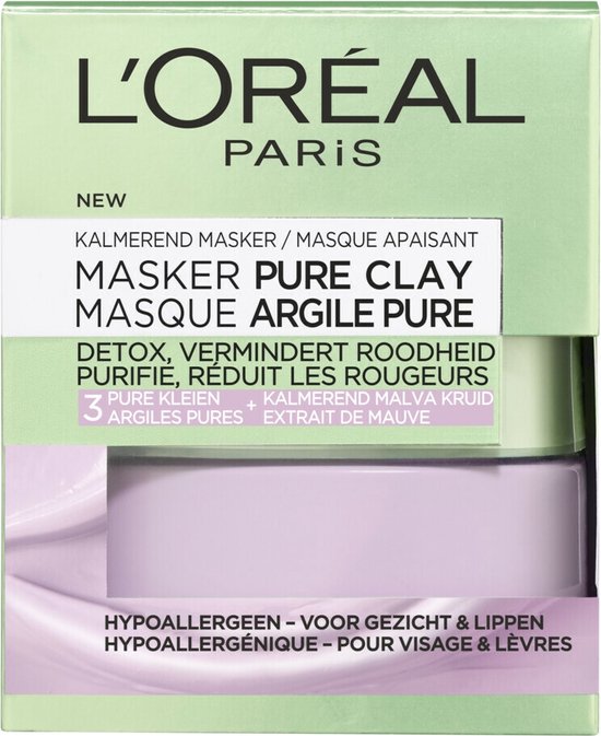 L'Oréal Paris Skin Expert Pure Clay Anti-roodheid kalmerend gezichtsmasker  - 50 ml | bol.com