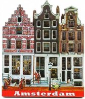 Magneet 2D MDF 3 Huisjes Amsterdam - Souvenir
