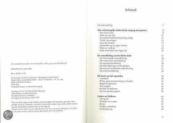Inhoudsopgave van het boek 'Groeiwijzer van een tot vier jaar'.
