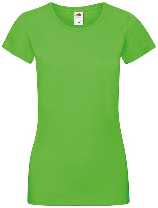 Fruit Of The Loom Dames Lady-Fit Zachtgesponnen T-shirt met korte mouwen (Lime)