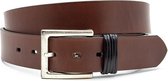 Heren-dames riem bruin 4 cm breed - Bruin  - Echt Leer - Taille: 95cm - Totale lengte riem: 110cm