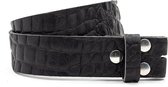 Dames riem zonder gesp kroko zwart 4 cm breed - Zwart  - Echt Nerf leder - Taille: 90cm - Totale lengte riem: 105cm