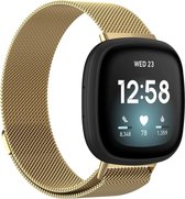 Versa 3 / Sense milanese band - goud - Geschikt voor Fitbit - ML - Horlogeband Armband Polsband
