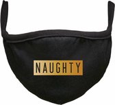 Naughty Rustaagh kerst mondkapje - kerst - gezichtsmasker - wasbaar - niet medisch - zwart - tekst - bedrukt