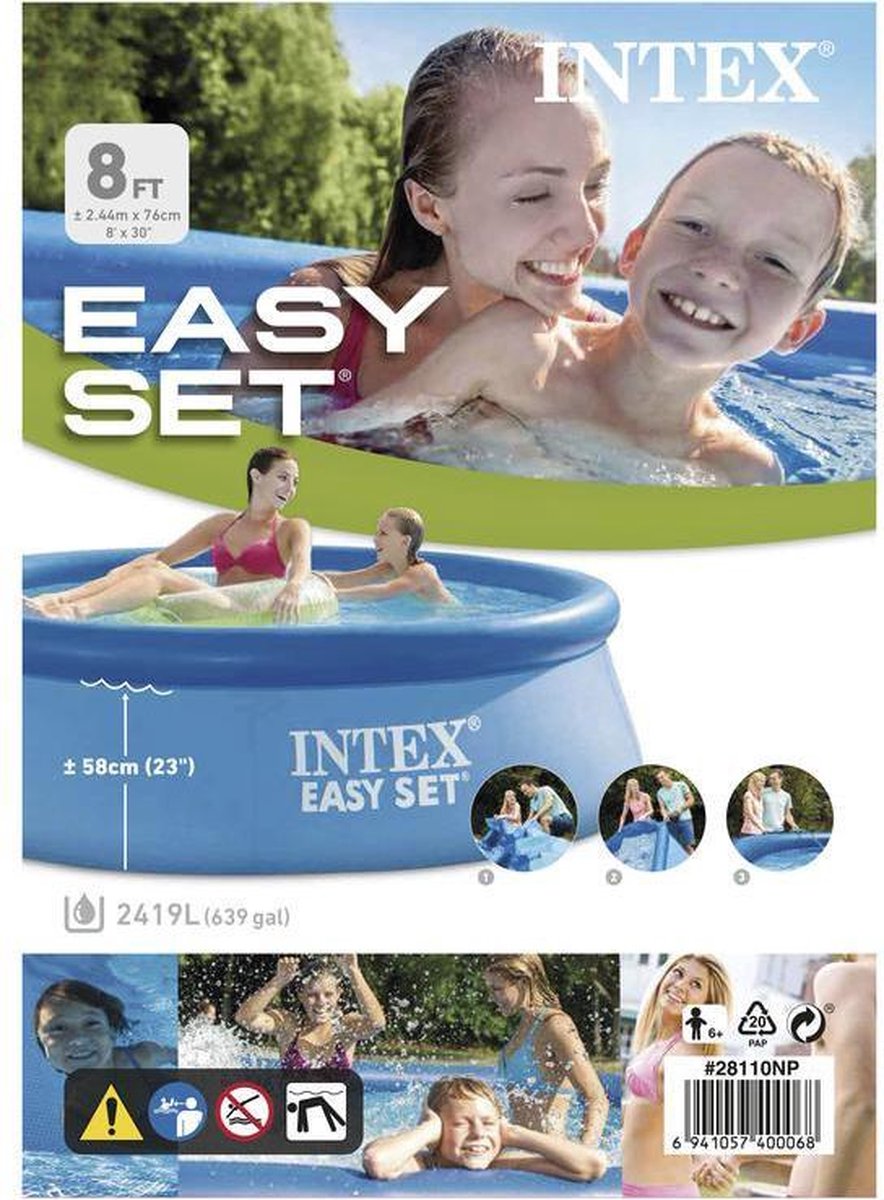 Eik Pas op Helm Intex Opblaaszwembad Easy Pool Set 244 X 76 Cm Blauw excl pomp | bol.com