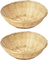 Set van 4x stuks ronde rieten/bamboe mandjes/schaal 30 x 9 cm - Keuken artikelen fruitschalen/manden - Huis decoratie