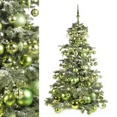 Xmasdeco - Luxe decoratie pakket van 195 ornamenten in groene tinten voor een kerstboom van 180cm (exclusief kerstboom)