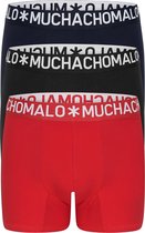 Muchachomalo Light Cotton boxershorts (3-pack) - heren boxers normale lengte - blauw - rood en zwart - Maat: XL