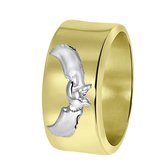Lucardi Heren Ring met adelaar - Ring - Cadeau - 14 Karaat Goud - Geelgoud en Witgoud