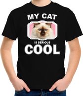 Rag doll katten / poezen t-shirt my cat is serious cool zwart voor kinderen XL (158-164)