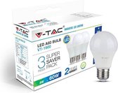 V-tac VT-1900 3-pack LED lampen peertje - E27 - 9W - 806 Lm -2700K