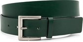 JV Belts Jeansriem groen - heren en dames riem - 4 cm breed - Groen - Echt Leer - Taille: 95cm - Totale lengte riem: 110cm