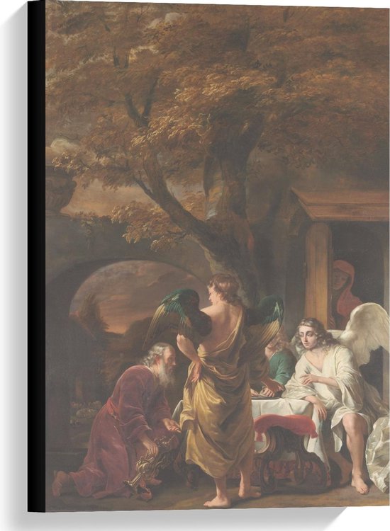 Canvas  - Oude meesters - Abraham ontvangt de drie engelen, Ferdinand Bol - 40x60cm Foto op Canvas Schilderij (Wanddecoratie op Canvas)