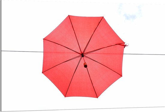 Dibond - Zwevende Paraplu aan Draad - 120x80cm Foto op Aluminium (Met Ophangsysteem)
