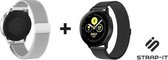 Milanees Smartwatch bandje - Geschikt voor  2-pack Samsung Galaxy Watch Milanese band 45mm / 46mm - zwart & zilver - Strap-it Horlogeband / Polsband / Armband
