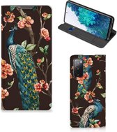 Stand Case Samsung Galaxy S20 FE Telefoonhoesje Pauw met Bloemen