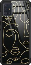Samsung A51 hoesje glass - Abstract faces | Samsung Galaxy A51  case | Hardcase backcover zwart