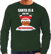 Grote maten Foute Kerstsweater / Kersttrui Santa is a big fat motherfucker groen voor heren - Kerstkleding / Christmas outfit 4XL (60)