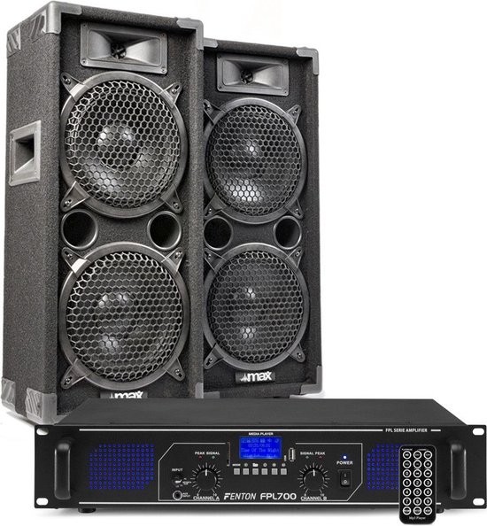 DJ geluidsinstallatie met Bluetooth - MAX28 DJ luidsprekers + Bluetooth  versterker... | bol.com