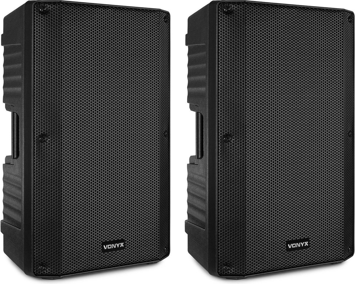 Speakers - Vonyx VSA150S speakerset met ingebouwde versterker, Bluetooth en mp3 speler - 1000W - Plug and play - Voor muziek, zang en spraak! - Vonyx