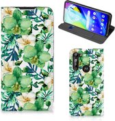 Étui pour téléphone portable Motorola Moto G8 Power Bookcase Cover Orchid Green
