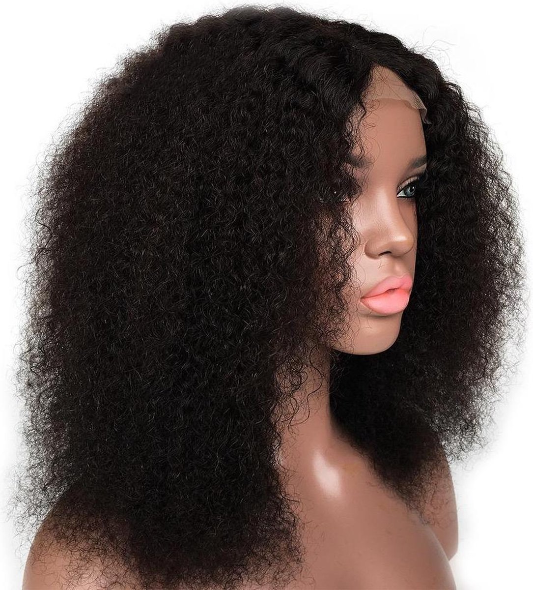 Peruaanse Afro kinky lace front pruik - Zwart - Kinky krullend - 100%  menselijk haar | bol.com