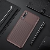 Xssive Carbon TPU Cover voor Samsung Galaxy A50  - Bruin