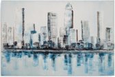 Schilderij - Stad in het blauw, 1 deel