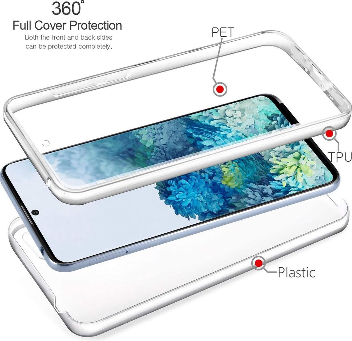 LitaLife Samsung Galaxy S20 TPU Transparant 360 graden hoesje