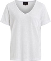 Object Objetessi Slub S/s V-neck Noos Tops & T-shirts Dames - Shirt - Zwart - Maat L